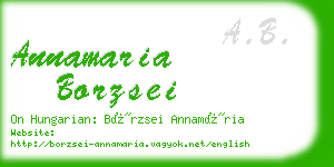 annamaria borzsei business card
